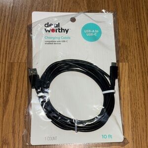 Deal Worthy Black USB-A to USB-C Charging Cable NIN